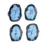 Minerals: Four large Agate slices from the same piece Brazilian average 38cm.; 15ins wide