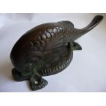 A scarce bronze Victorian dolphin door knocker English, circa 1885 numbered ?34050 and ‘Regd 362765’