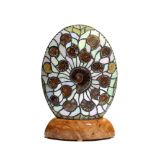 Minerals: A glass and ammonite slice lamp 33cm.; 13ins high