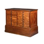 A pair of 18 drawer mahogany collectors cabinets circa 1880 with cupboard doors to rear and lockable