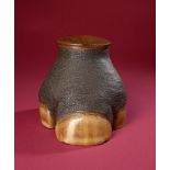 Natural History: A Rhinoceros foot container with wooden lid circa 1890 18cm.; 7ins high