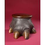 Natural History: A Hippopotamus foot container with wooden lid circa 1890 16cm.; 6¼ins high