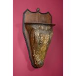 Taxidermy: An exceptional crocodile head on wall sconce early 20th century 76cm.; 30ins high