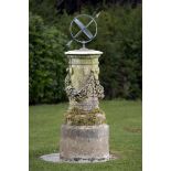 Garden Feature: A carved white marble pedestal Italian, late 19th century now converted with