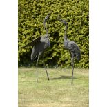 Oriental Sculpture: A pair of bronze cranesJapanese, Meiji Period (1868-1912)the taller 107cm.;