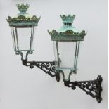 Lighting: A pair of bronze chateau lanternsFrench, 2nd half 19th centurythe lanterns 66cm.; 26ins