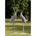 Oriental Sculpture: A pair of unusual Japanese style lead cranes1st half 20th century150cm.; 59ins