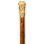 Walking sticks: A William and Mary Malacca cane late 17th/early 18th century with pique work ivory