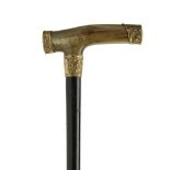 Walking Canes: An ebony stick circa 1860 with gold plated handle inscribed the Rev Beazley