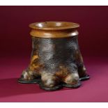 Natural History: A Hippopotamus foot container with an ashtray top early 20th century 22cm.; 8½ins