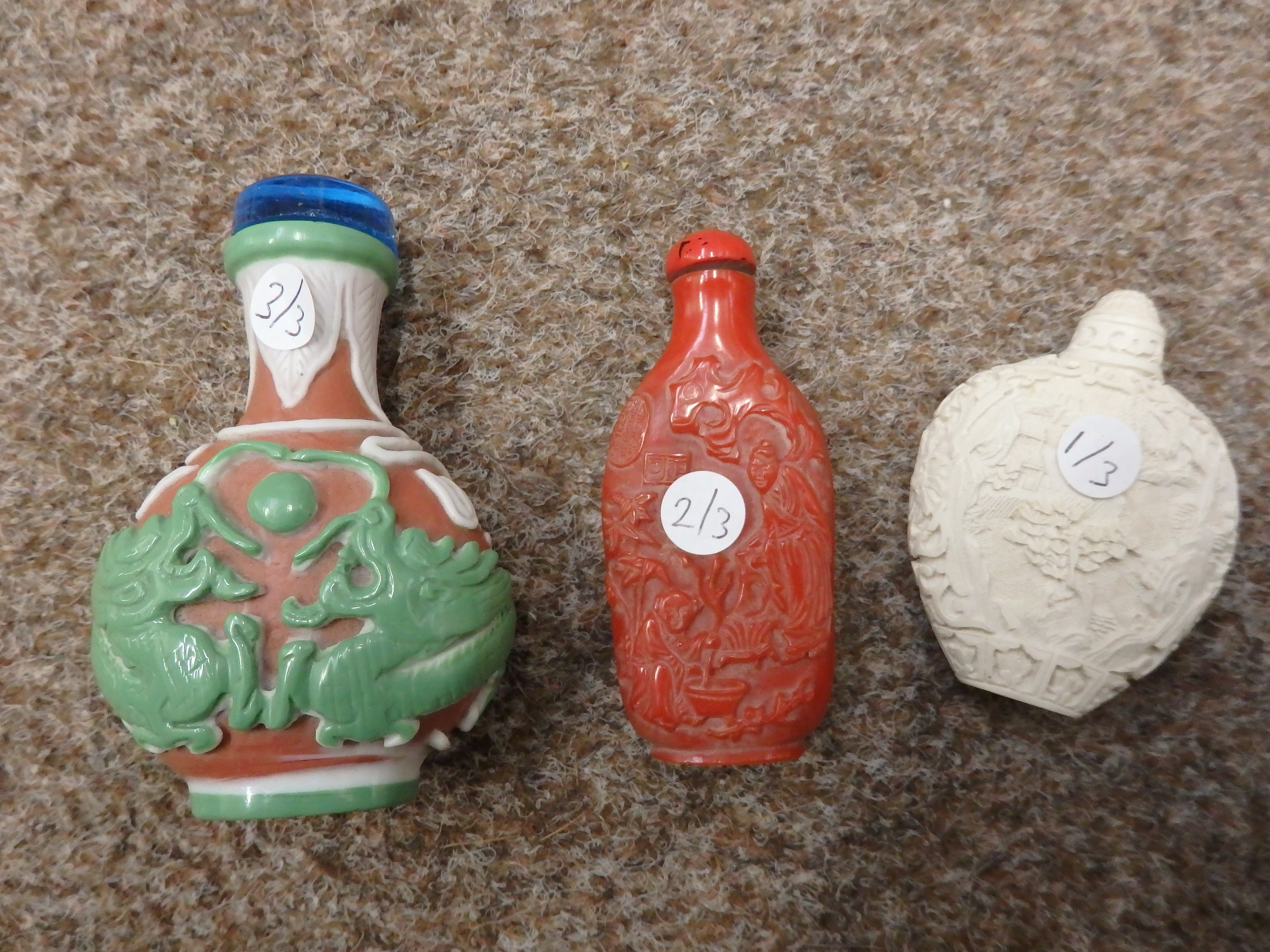 3 Oriental scent bottles