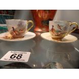 2 x Worcester cup and saucer signed Townsend and Stinton