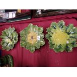 3 Bretby leaf design plates