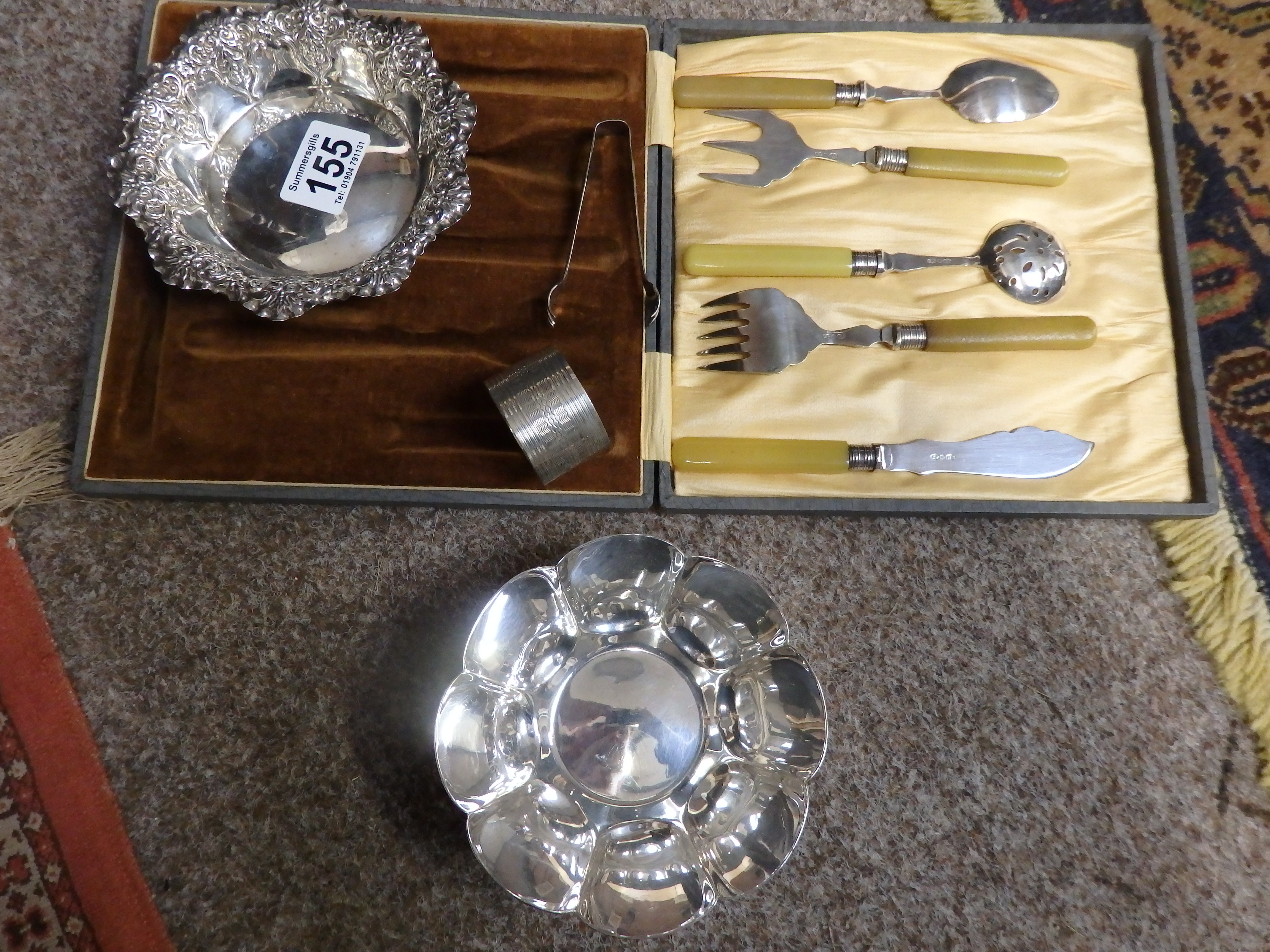 Silver dish 72g and plated items