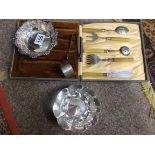 Silver dish 72g and plated items