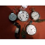 4 Pocket watches and wrist watch