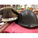 Military army hat and tin hat