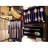 Silver cutlery and hair brushes etc 646g
