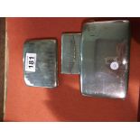 Silver card case and 2 cigarette cases 363g