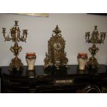 24" brass garniture set