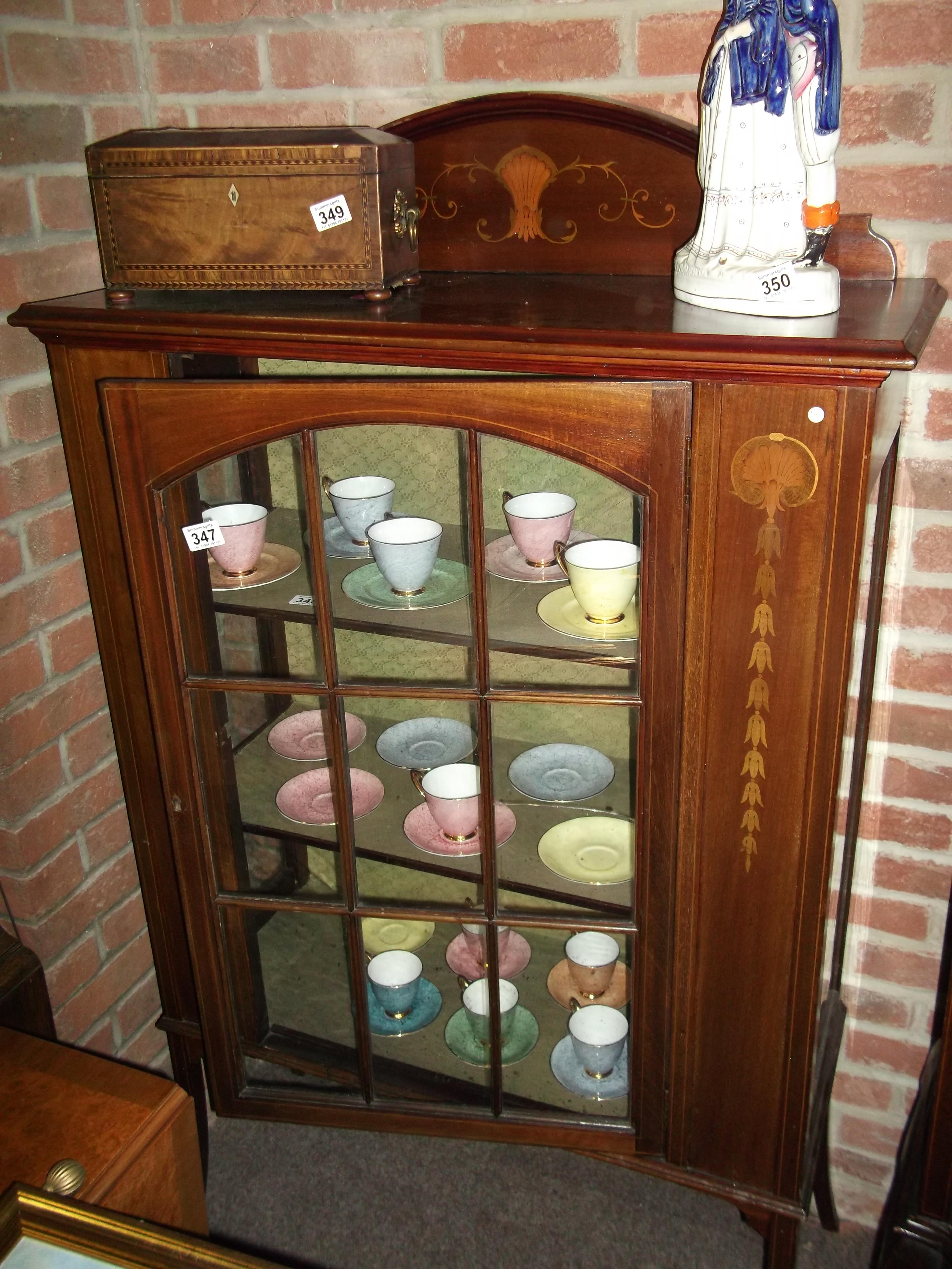 Edwardian inlaid glaze display cabinet