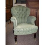 green upholstered chair