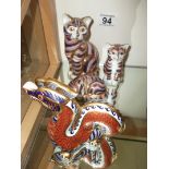 3 Crown Derby cats