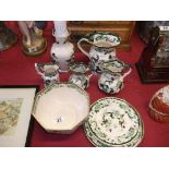 selection of Masons pottery - pattern chartreuse