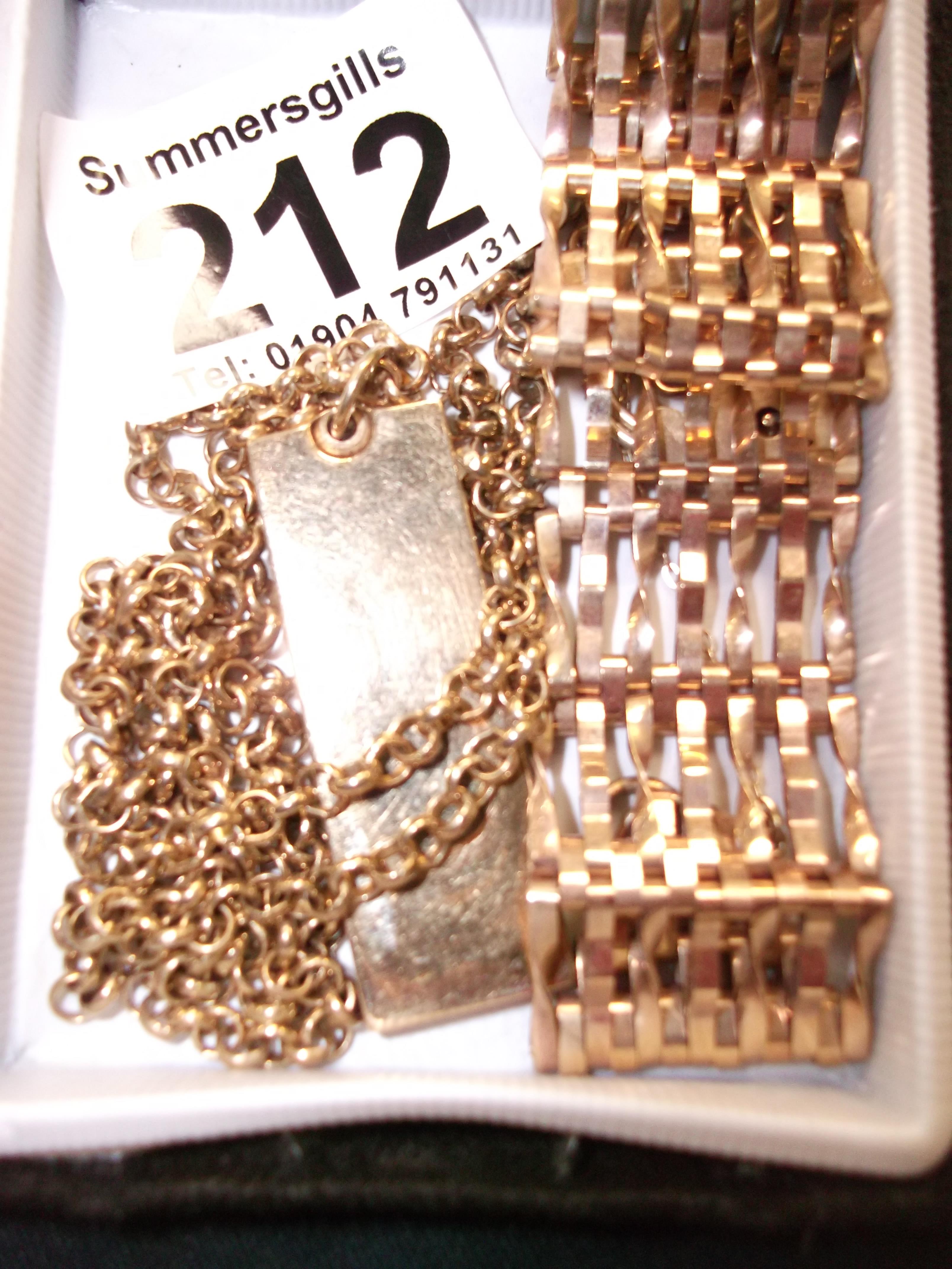 gold necklace v bracelet 62g