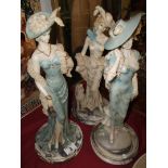 3 reproduction lady figures