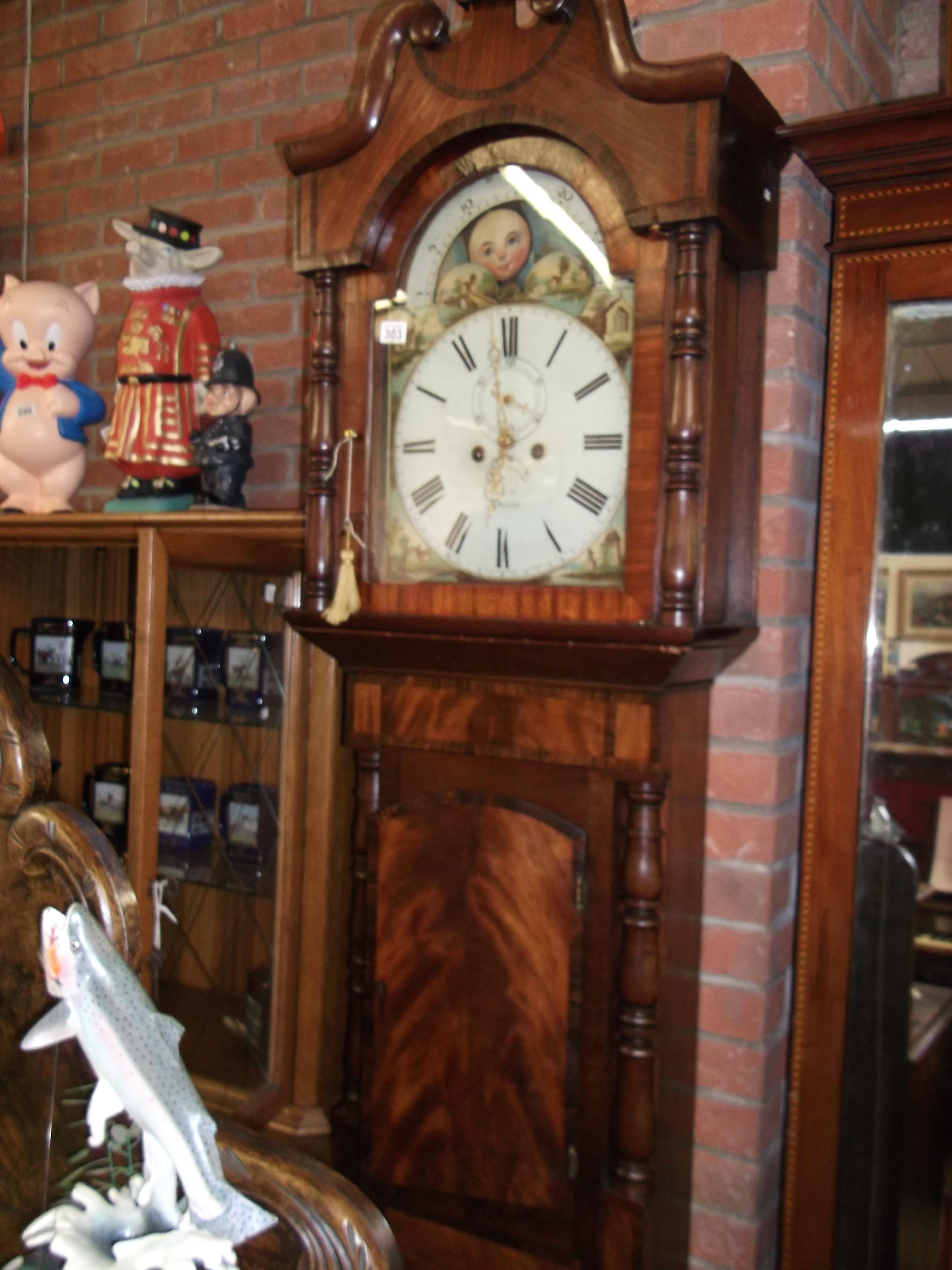 Antique mahogany 8 day long cased clock