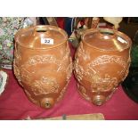 pair of glazed earthernware kegs