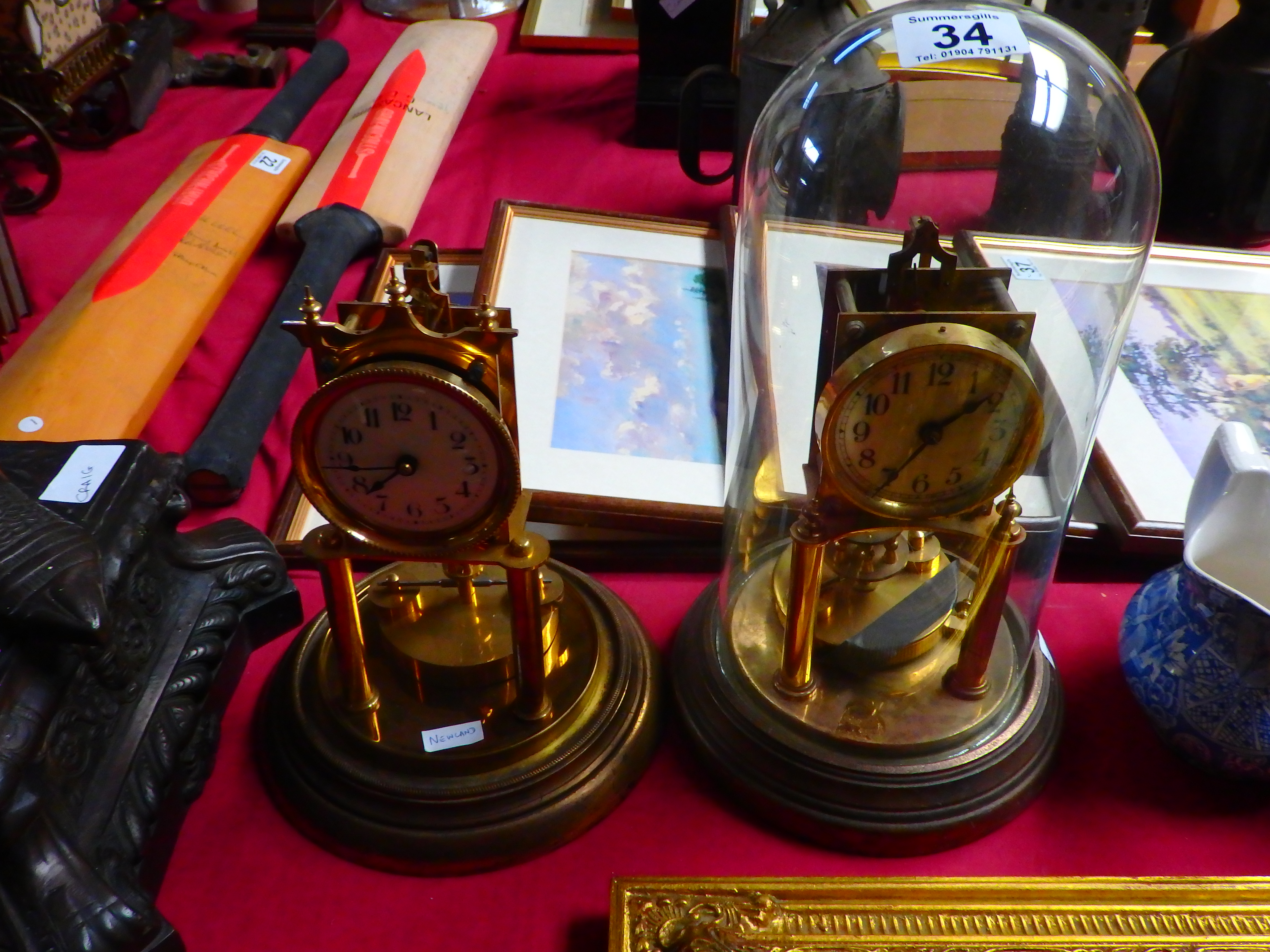 2 brass mantle clocks