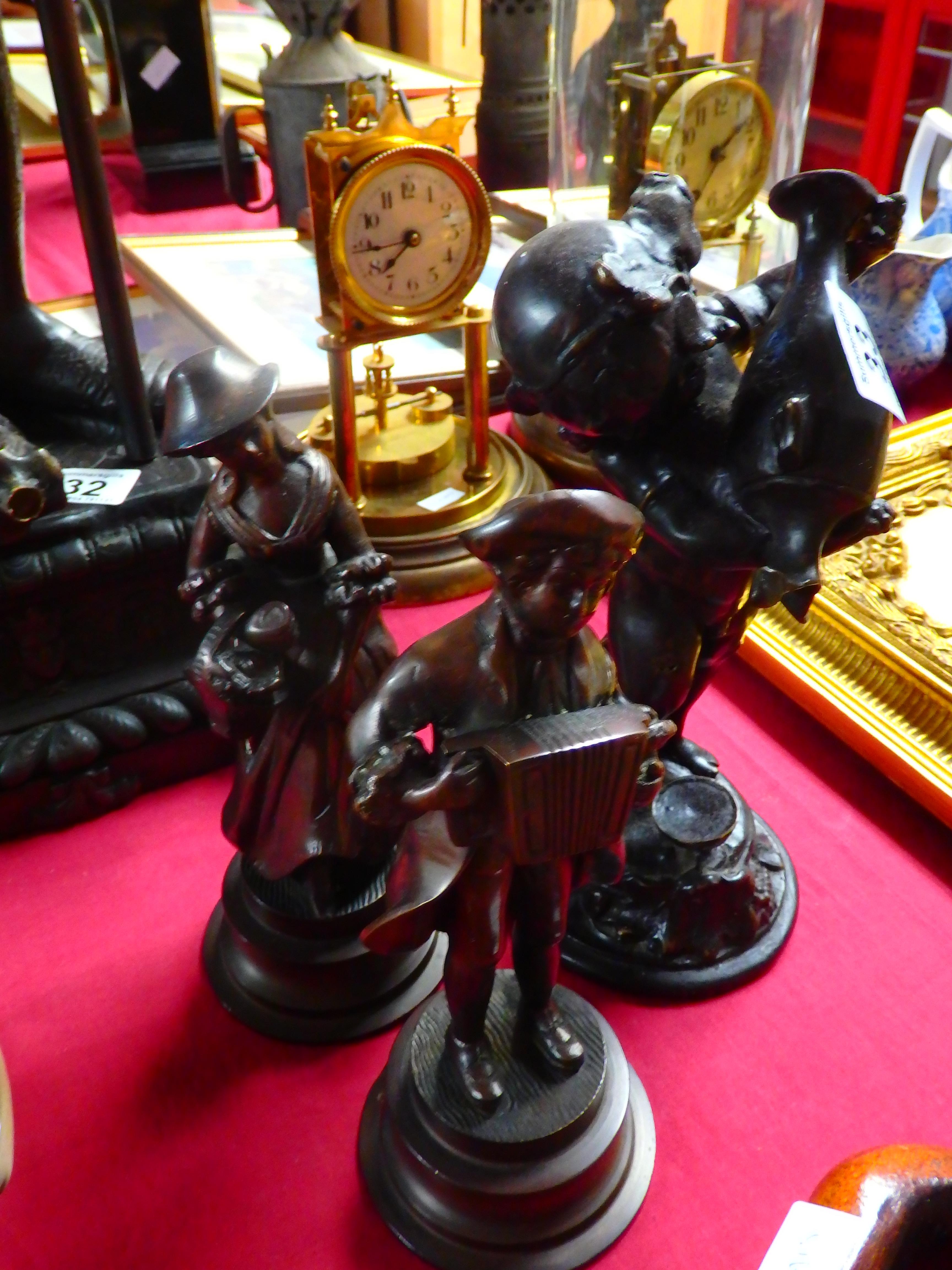 3 x Bronze style figures