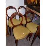 4 Victorian walnut dining chairs