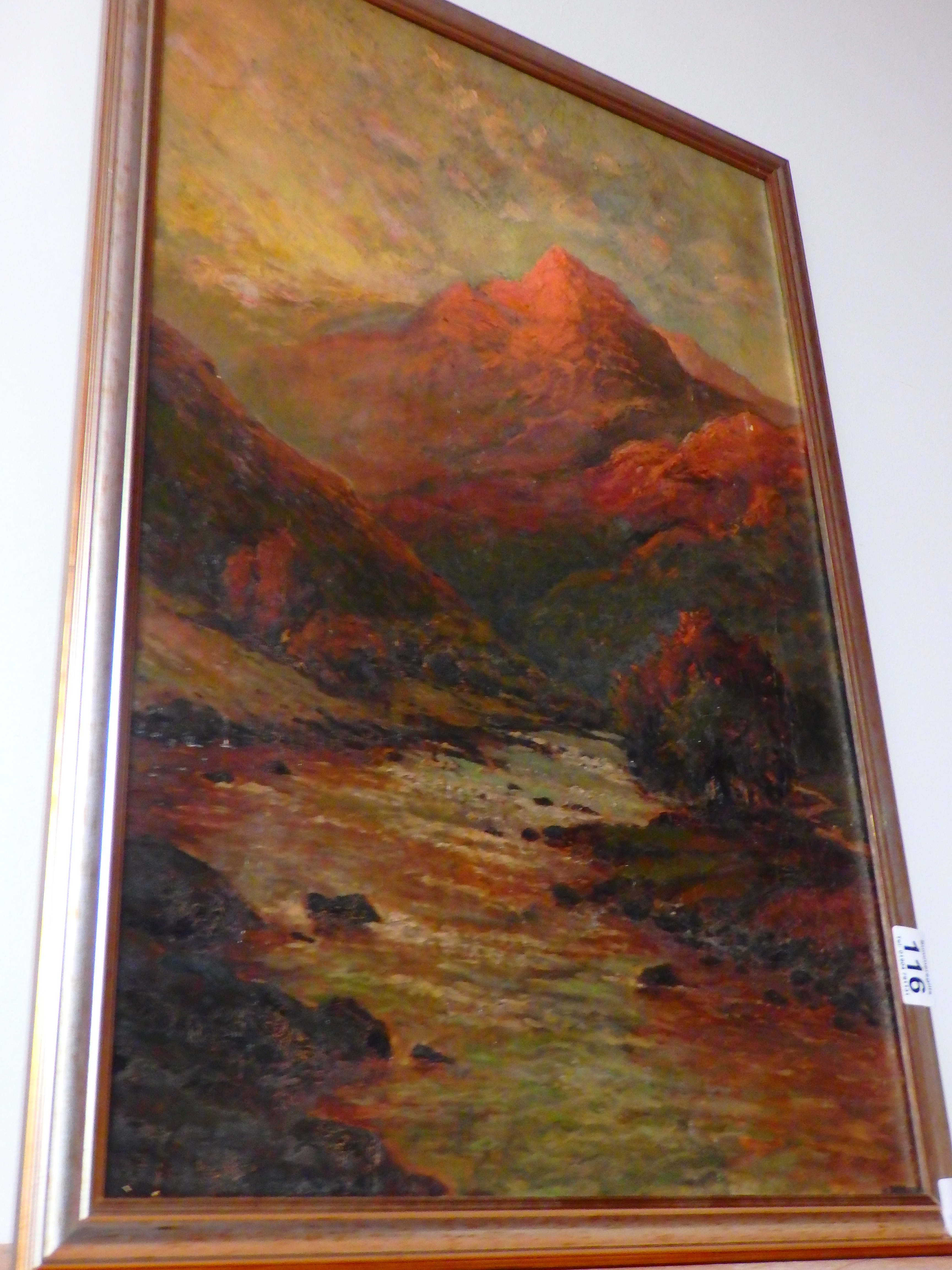 Oil painting of mountains 'H Bettison'