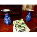 Pair of Blue and white Japanese Imari vases 18"