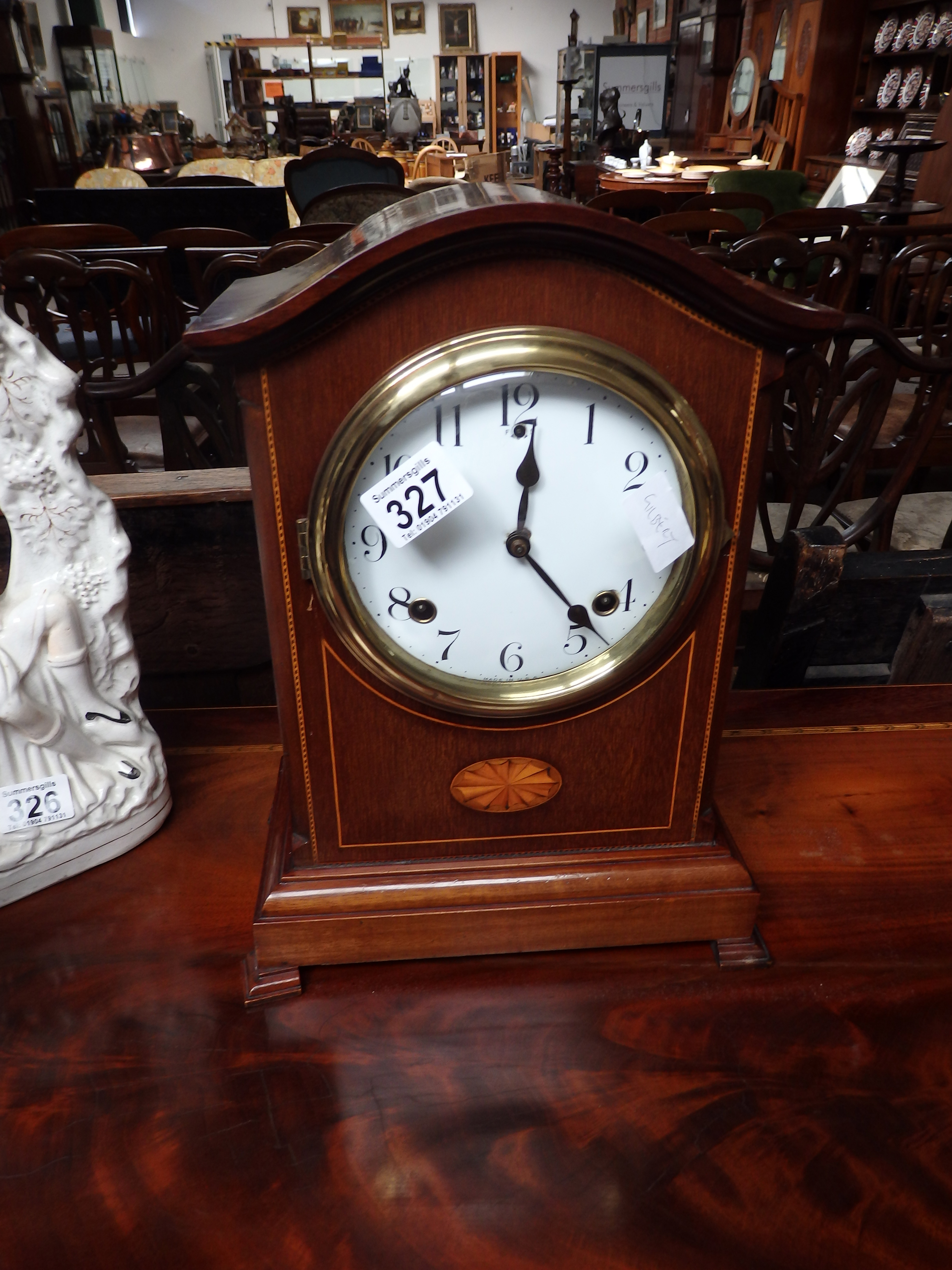 Edwardian inlaid mantle clock