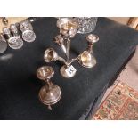 Silver epegne and candlesticks