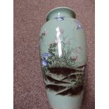 A 14" Chinese vase with bird, flowers and river decoration in excellent condition