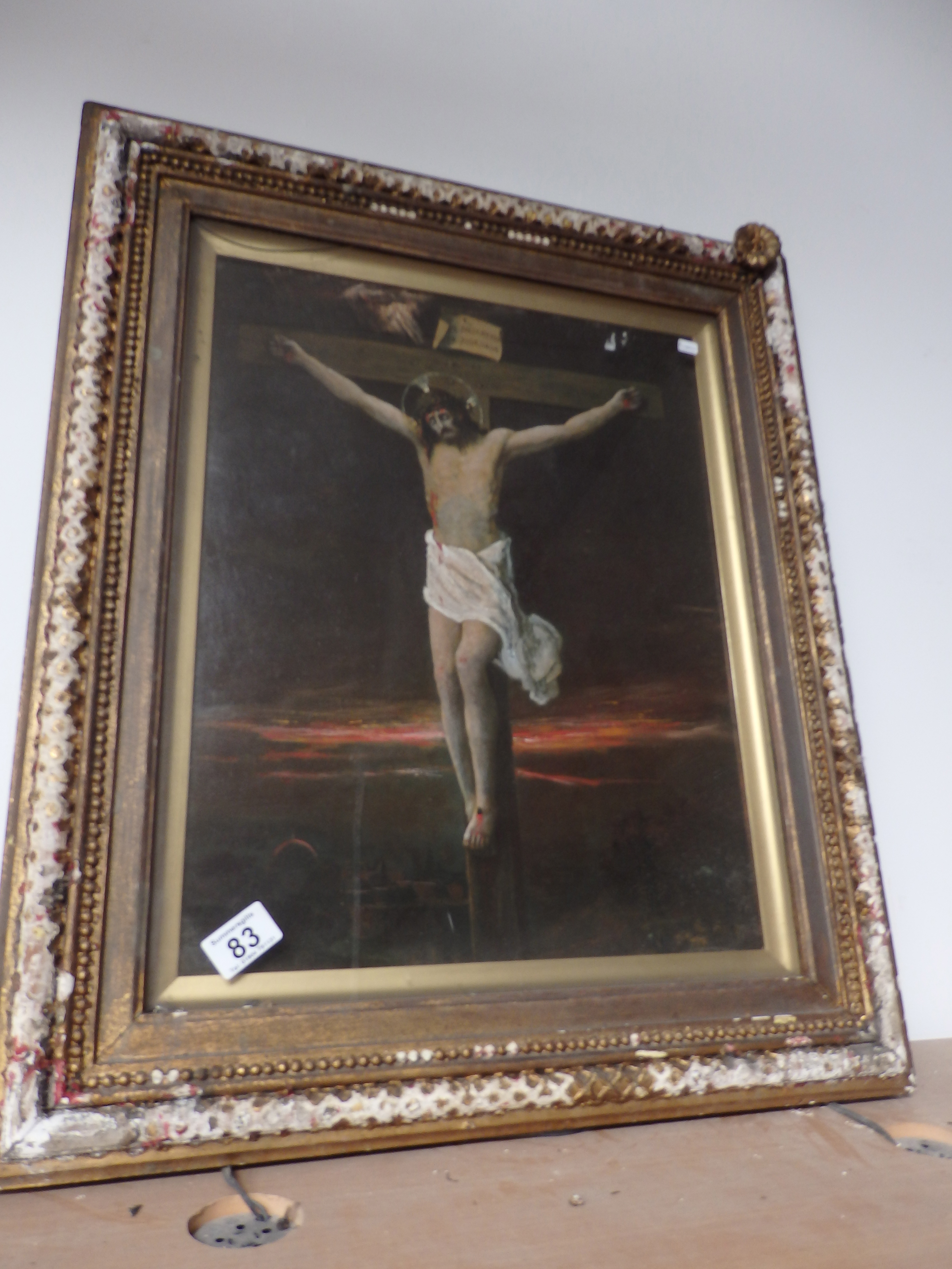 Oil painting of Christ on the cross