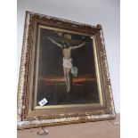 Oil painting of Christ on the cross