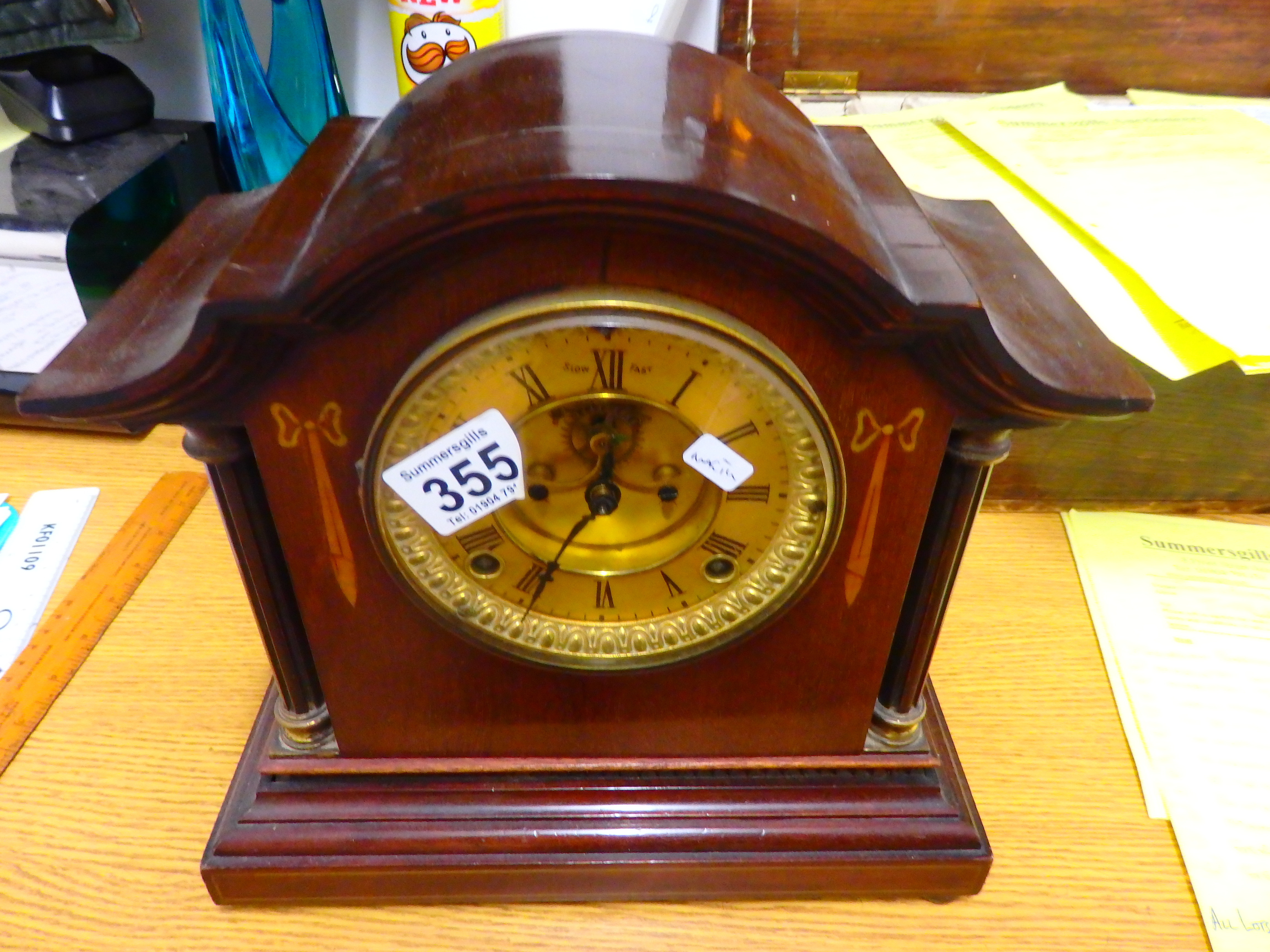 Edwardian inlaid clock