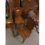 Pair of Victorian mahogany hall chairs