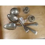Silver salts and pepper plus silver spoons
