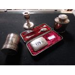 Silver items x 3 + plated holder