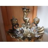 French gilt ink stand with cherub style decoration