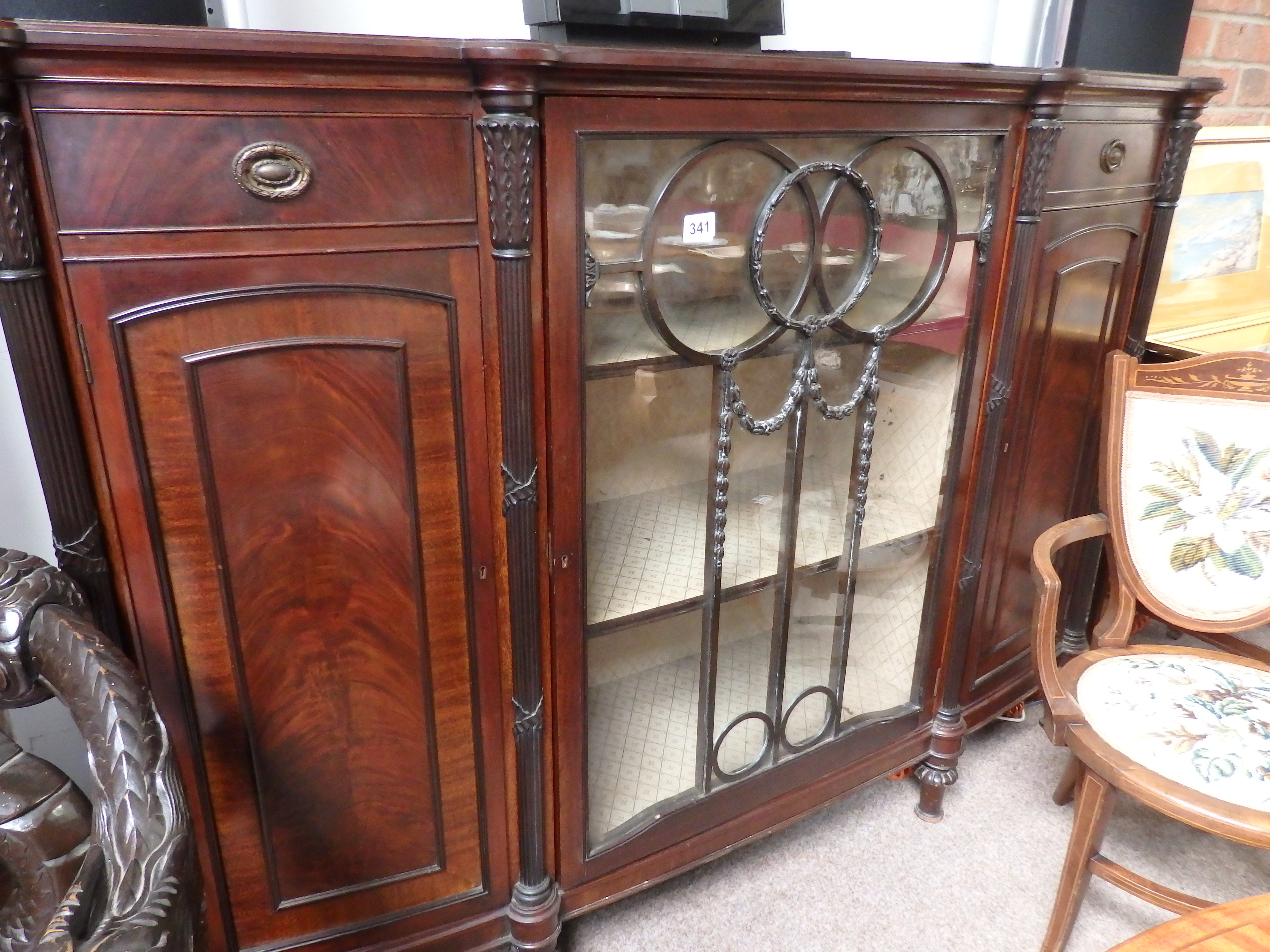 Antique mahogany display cabinet