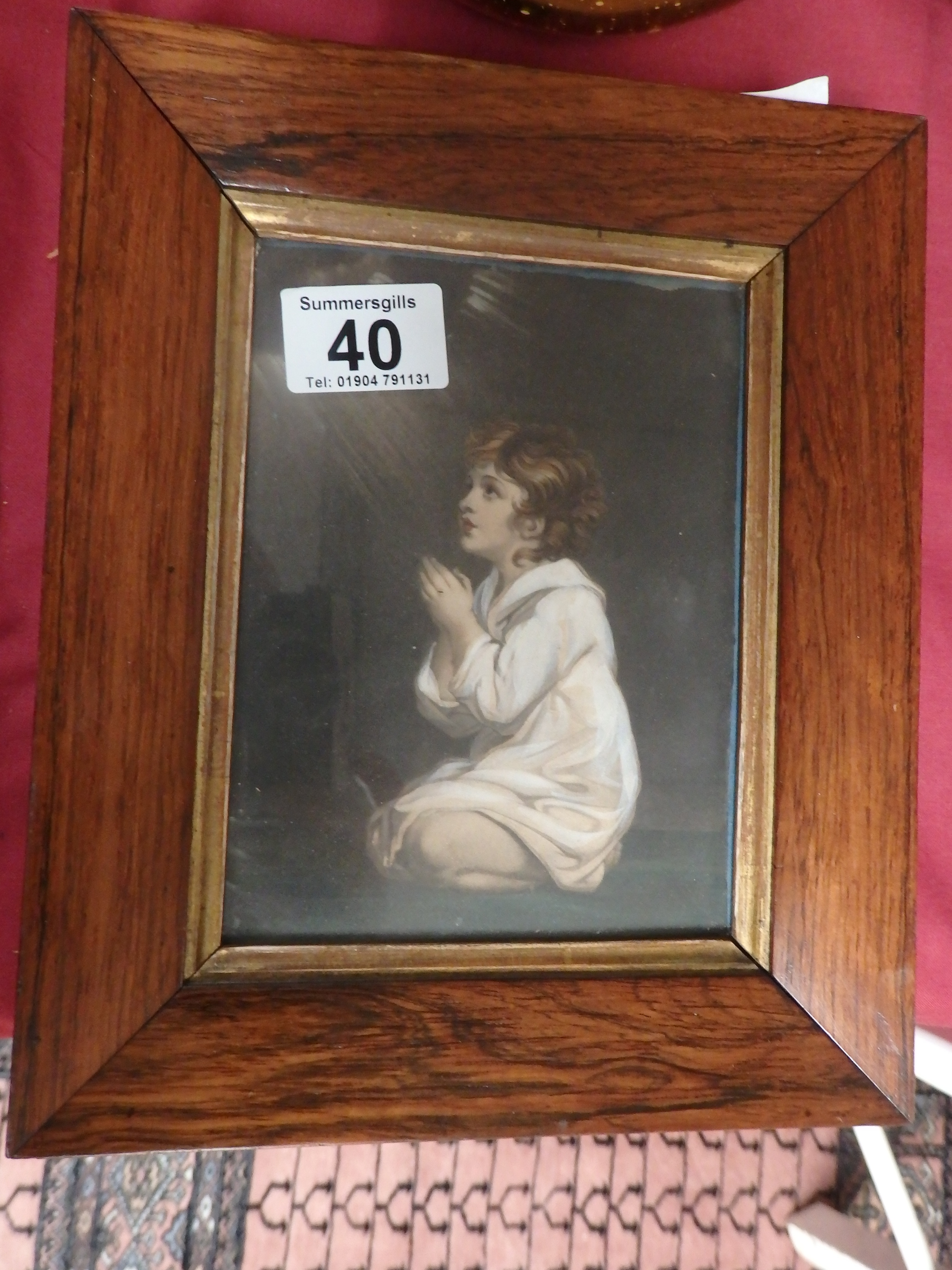Etching in Rosewood frame - Image 2 of 2