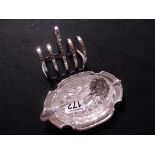 Silver toast rack and dish